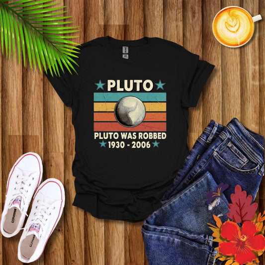 Vintage Pluto Was Robbed Funny Retro Astronomy Space T-Shirt