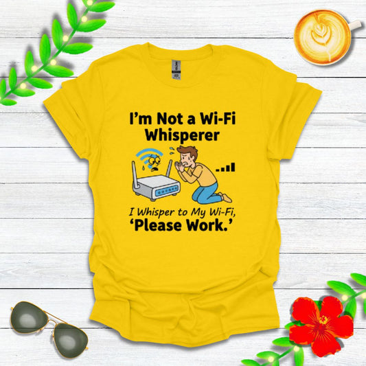 I Whisper to My Wi-Fi, ‘Please Work.’ | Funny Graphic Tee for Tech Lovers & Wi-Fi Strugglers