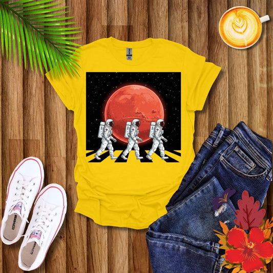 Walking Astronauts Spacemen Planet Space Galaxy T-Shirt